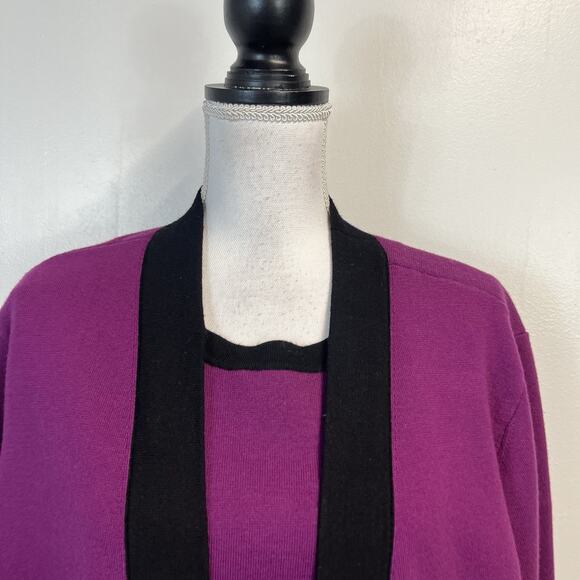 Chico's Travelers Top Sweater Jacket Set Women's Size 2XL/4 Berry Purple Black - Picture 3 of 12
